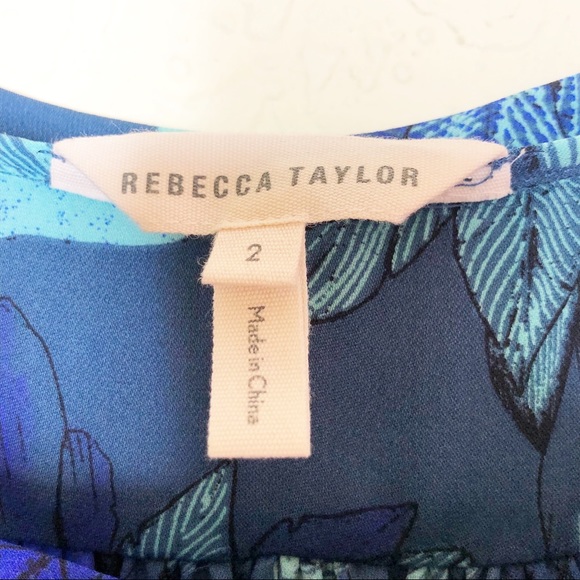 Rebecca Taylor | Blue Floral Silk Hi-Lo Blouse - Picture 4 of 6